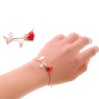 gift for girlfriend bracelet red rose simple bracelet for valentines day souvenir wedding present favor party