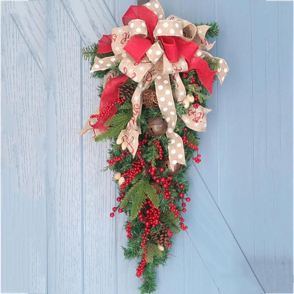 

Candy Red Berries Wreath For Doors Wall Decor Christmas Ornaments Artificial Pine Cones Tree Wreath Christmas Decoration
