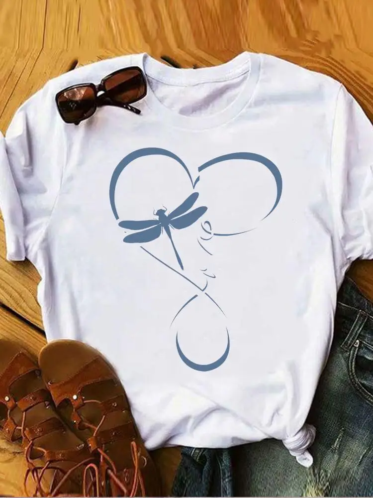 

Dragonfly Lovely Cute Style Summer T Clothing Clothes Ladies Print Fashion T-shirts Short Sleeve Women's Female Graphic Tee