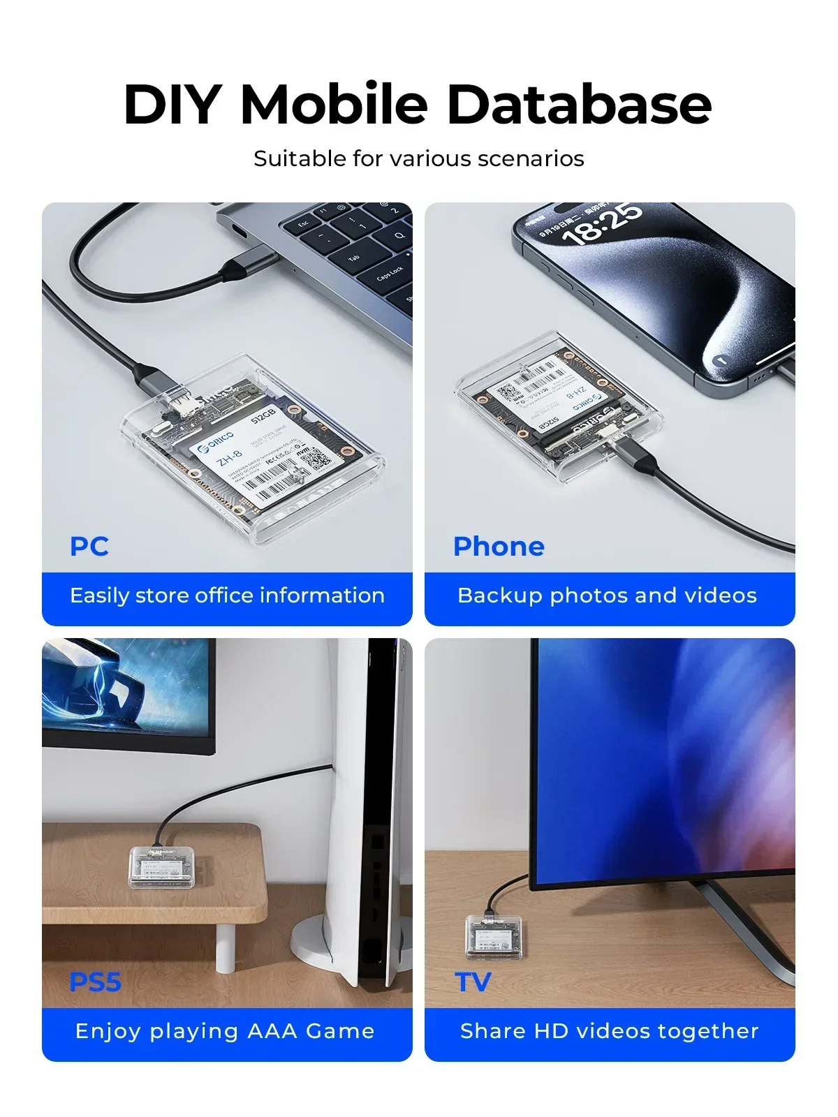 ORICO TC8-25 корпус для SSD 2 5 дюйма USB C