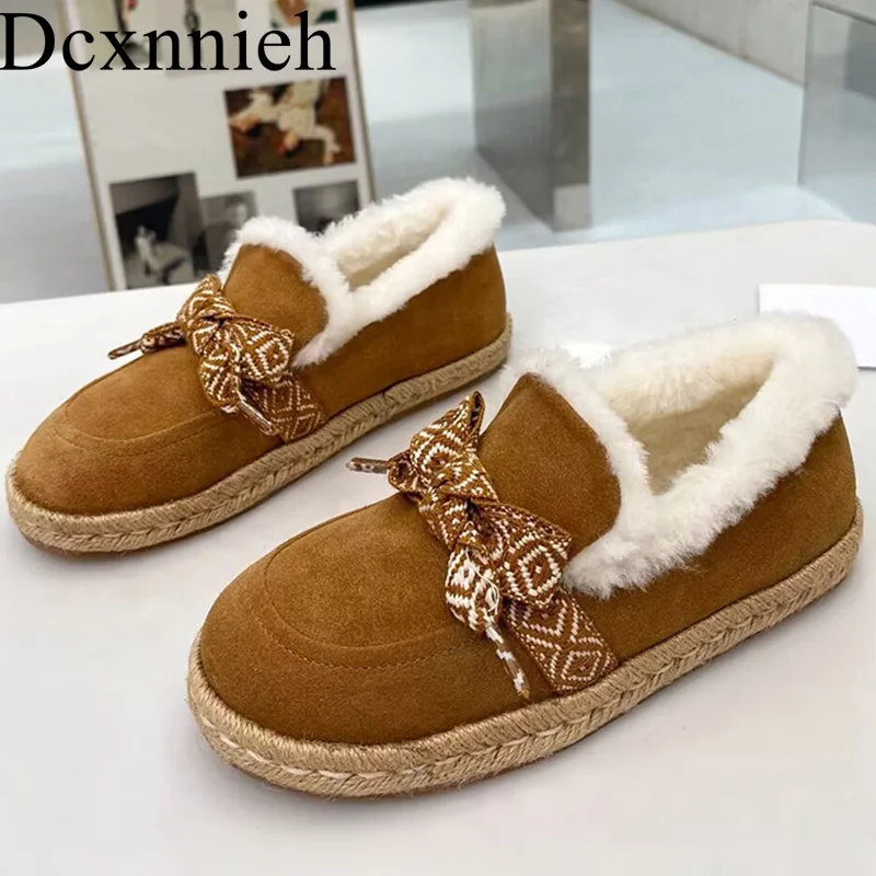 

Женские замшевые ботинки с круглым носком, на пеньковой веревке