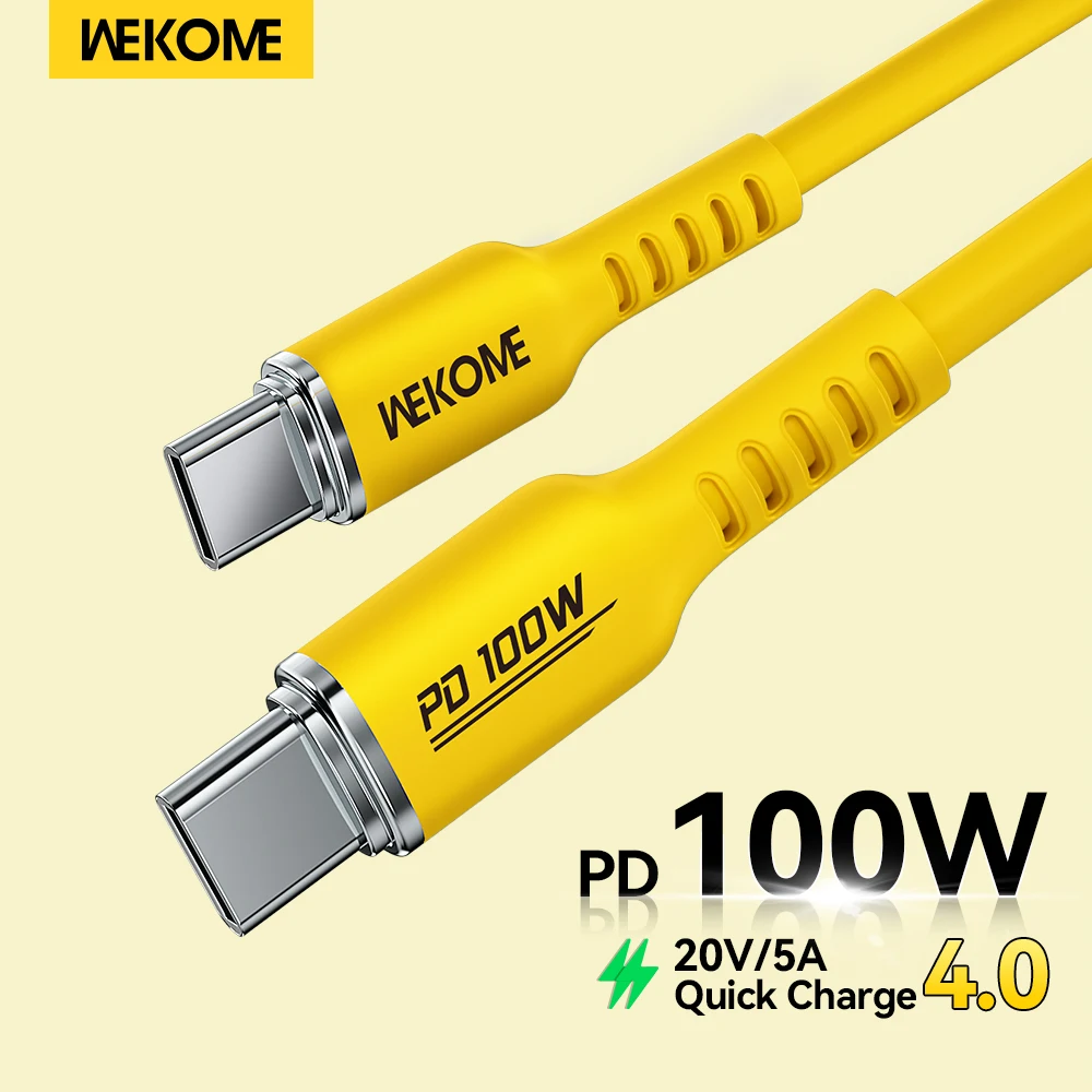 

WEKOME 100W Type C Fast Charging Liquid Silicone Cable iPhone Charging Cable Data Transmission Cord for iPhone Xiaomi Samsung