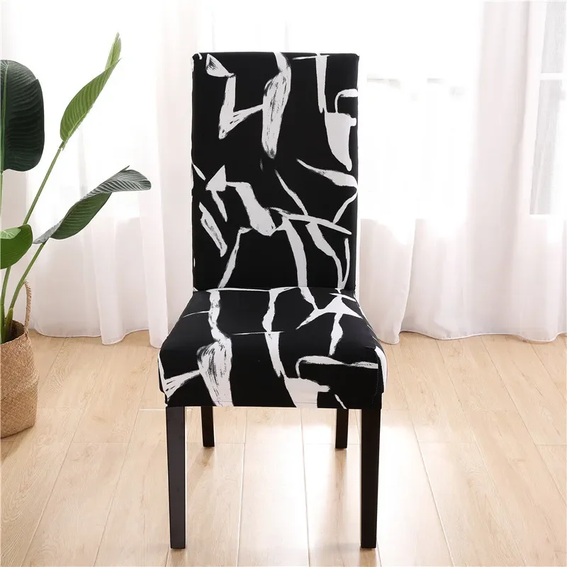 

Printing Chair Cover Modern Removable Anti-dirty Kitchen Seat Case Stretch Chair Slipcovers for Banquet Dining Room