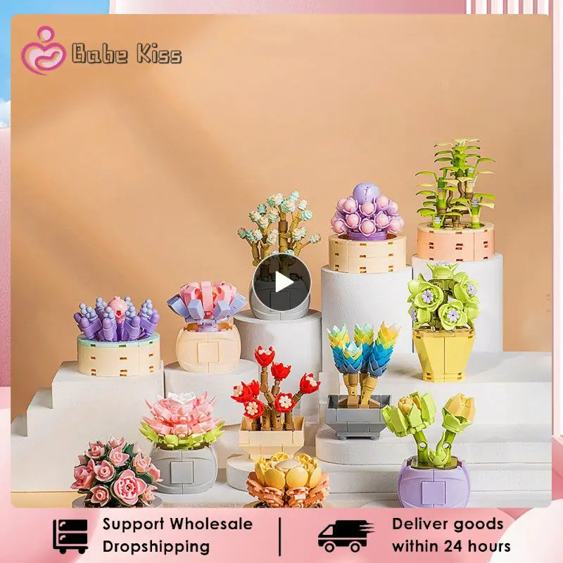 

DIY горшечный фотоальбом, модель кактуса бонсай, строительные блоки, мини-кирпичи, развивающая игрушка, креативные наборы для сборки