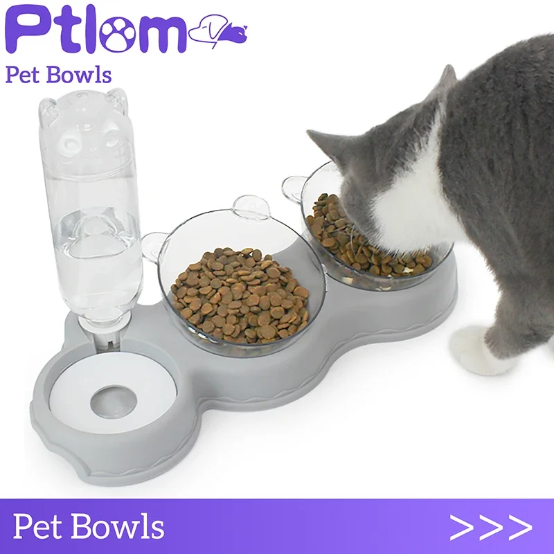 

Автоматическая миска для еды, дозатор воды для домашних животных, контейнер для еды, поднимающаяся подставка для питья, миска для питомцев с бантом для кошки