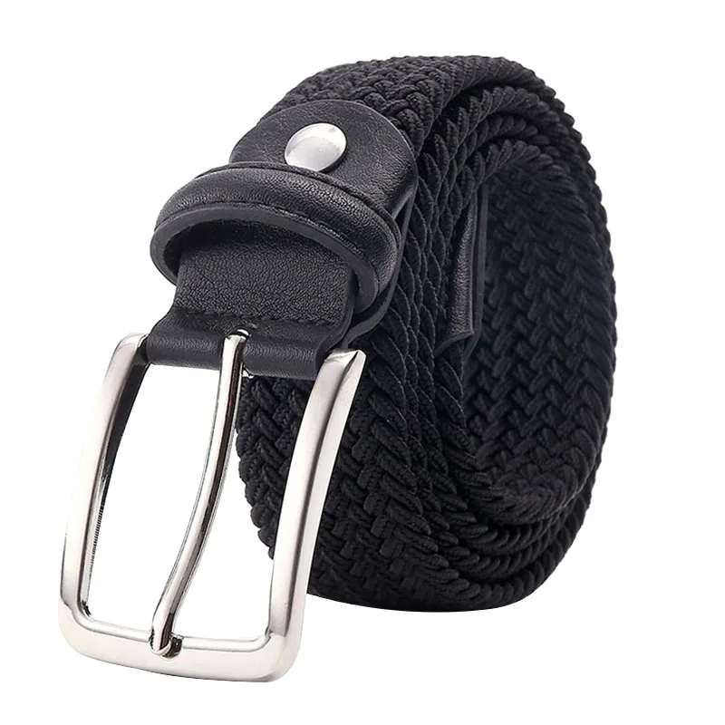 

New Unisex Belt Alloy Pin Buckle Men Belt Solid Color Casual Men and Women Elasticity Weave Canvas Belt