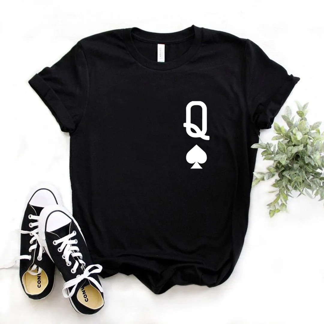 

Queen Of Spades Print Women Tshirts Cotton Casual Funny t Shirt For Lady Yong Girl Top Tee Hipster