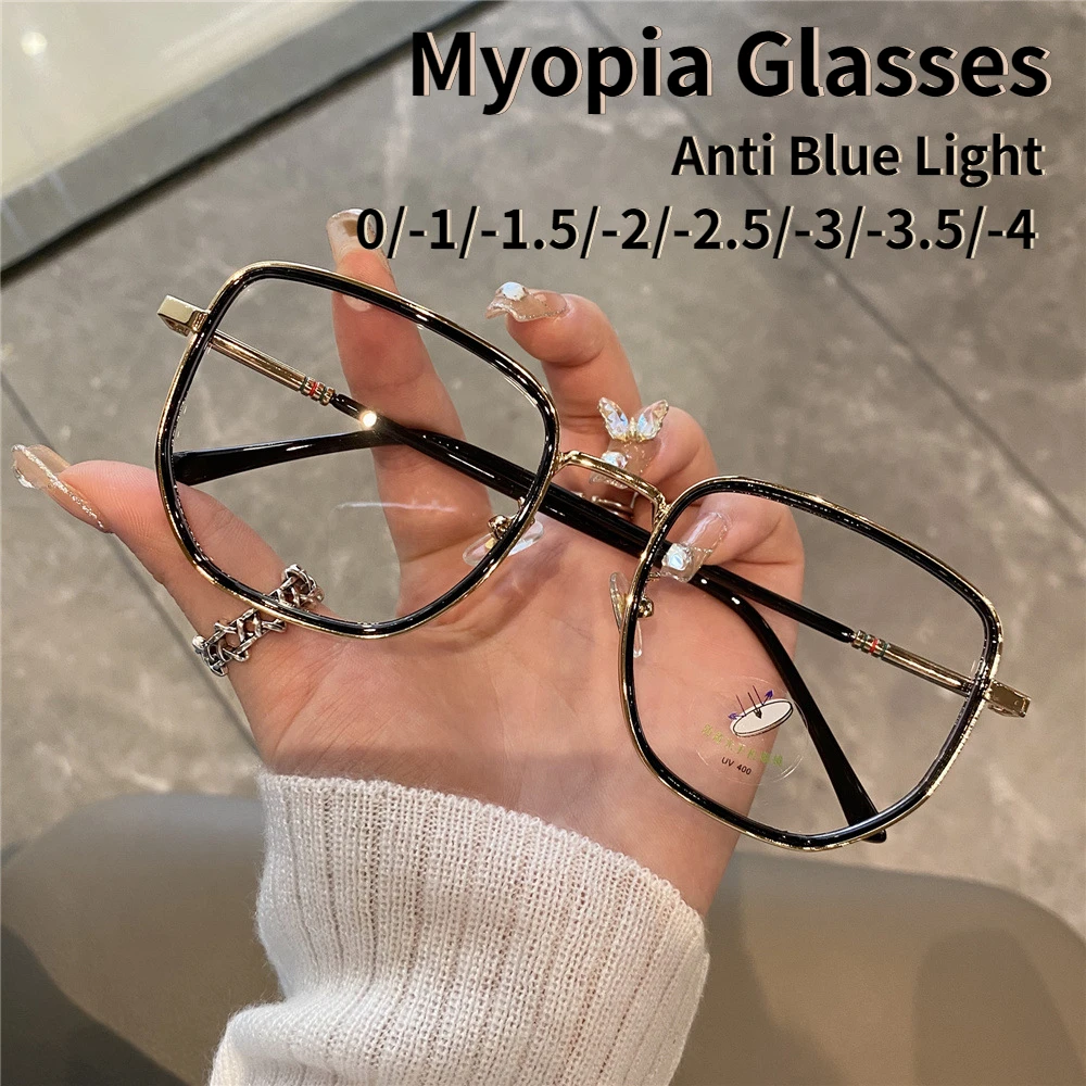 

Korean Style Myopia Glasses Myopia Glasses Blue Light Resistant Large Frame Glasses Fashion Leopard Girl Transparent Glasses
