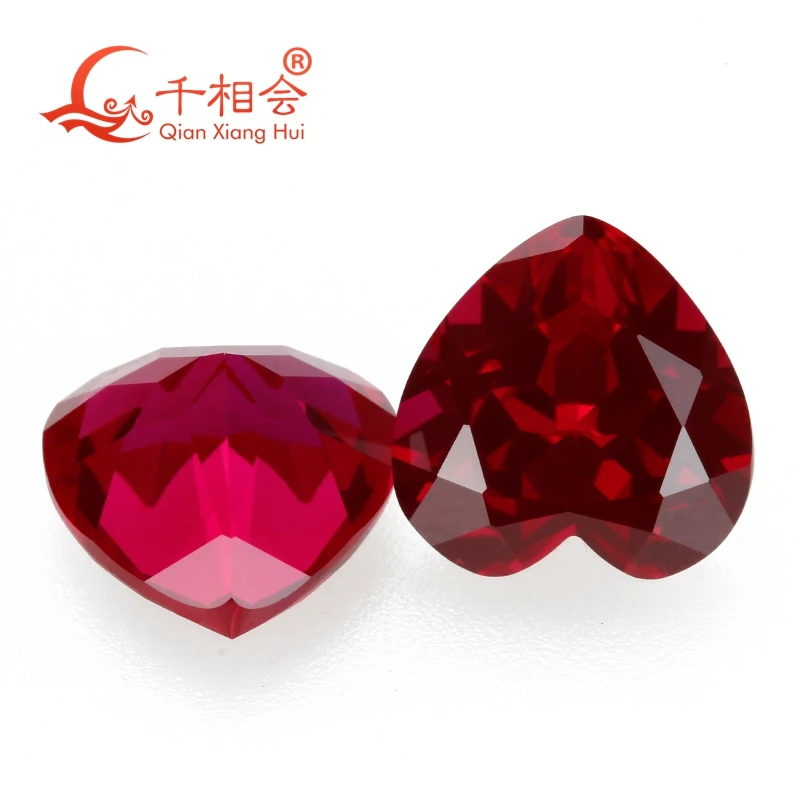 4mm to 15mm heart shape diamond cut artificial  ruby 5#   corundum loose gem stone images - 6