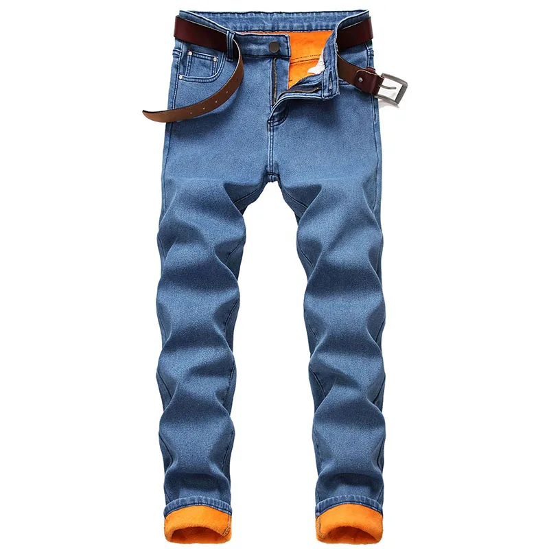2022 New Autumn Winter Men's Plush Thickened Jeans Retro Warm Men's Stacked Denim Pants Men Street Costume Trousers Jeans