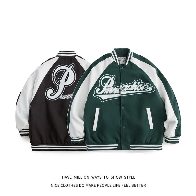 

New Arrival Patchwork Autumn Towel Embroidery Men's Varsity Bomber Jacket Unisex Women's Baseball Letterman Coat Streetwear Chic