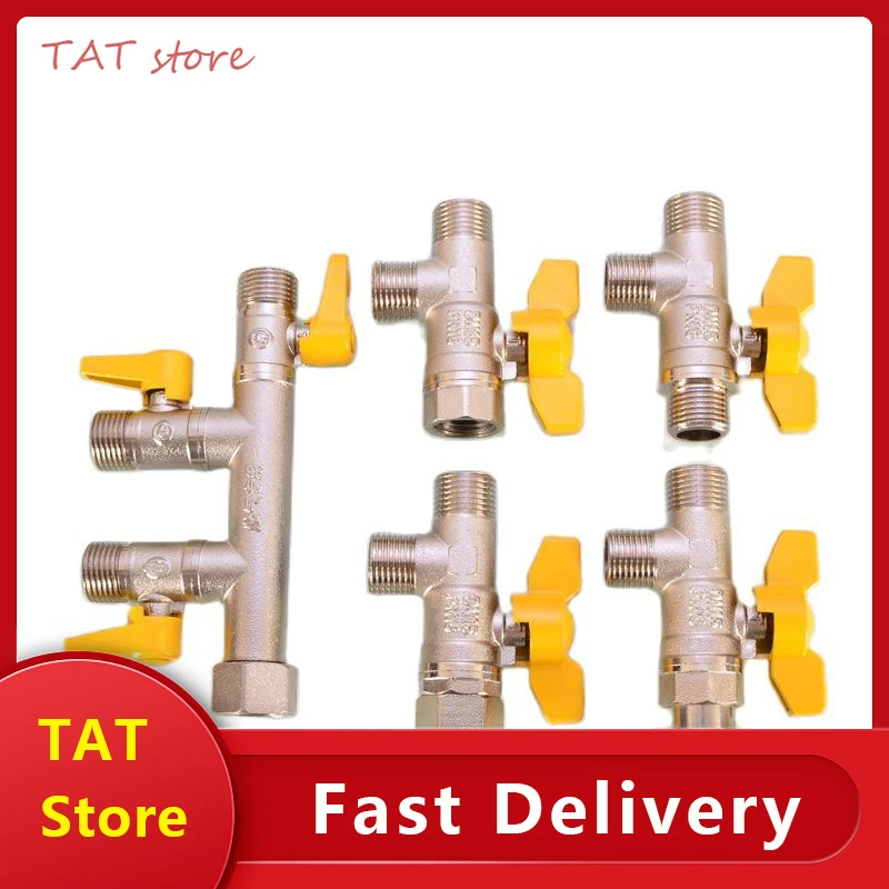 

1/2 3/4 IN brass three-way gas ball valve switch one in two out live connection internal and external wire natural connector