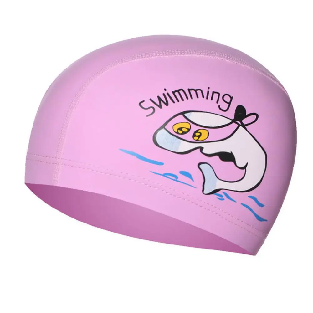 2/3/4PCS On Sale Children Swimming Cap Durable Cute Bathing Caps Cartoon High Quality For Children Kids Pu Coated