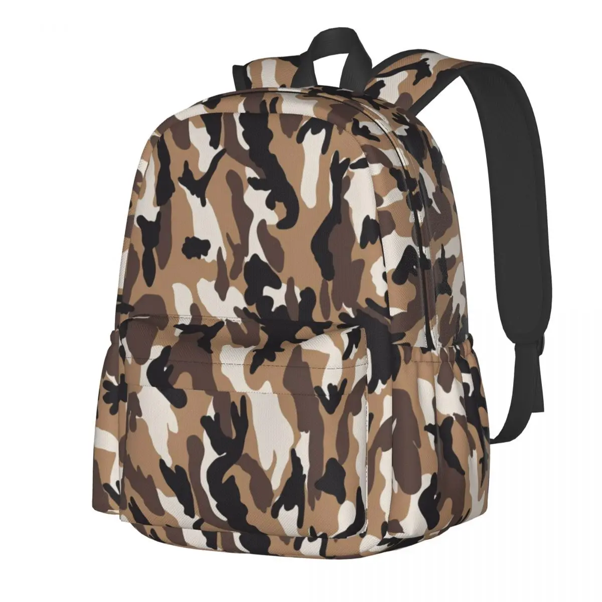 

Camo Print Backpack Men Military Black And Brown Camouflage Soft Backpacks Polyester Casual School Bags Sport Design Rucksack
