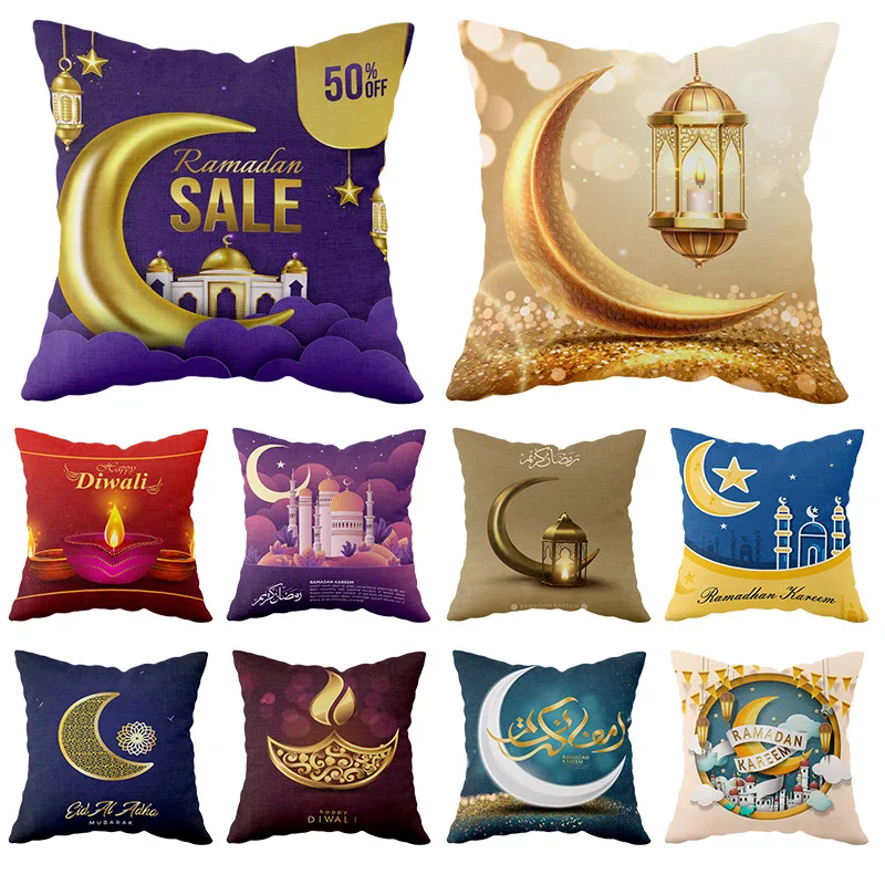 

45*45 New Etiquette Holiday Square Embrace Pillowcase Sofa Waist Cushion Linen Printed Pillowcase Home Sofa Decor Cushion Cover
