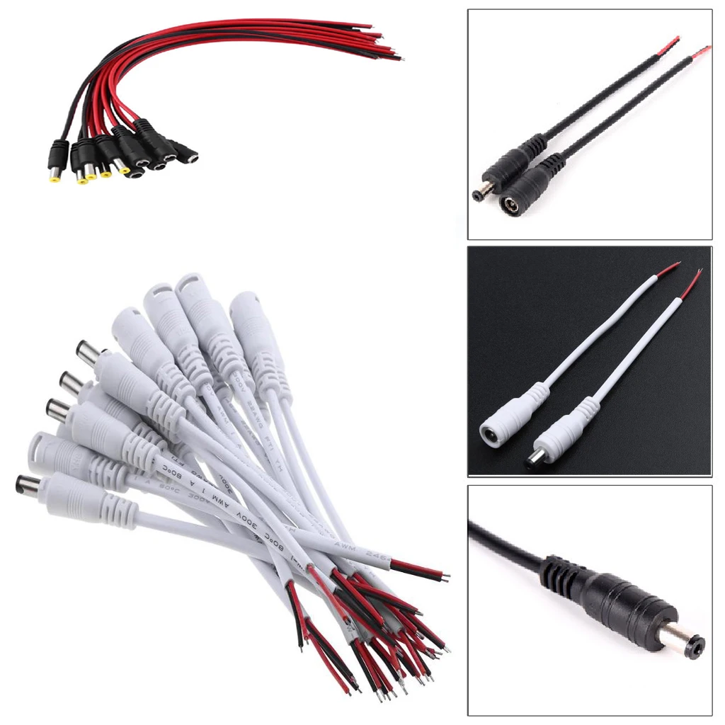 

1/5/10 шт. 5,5x2,1 мм штекер постоянного тока, гнездовой кабель питания, штекер адаптера, соединитель для CCTV, одноцветная Светодиодная лента 3528 5050