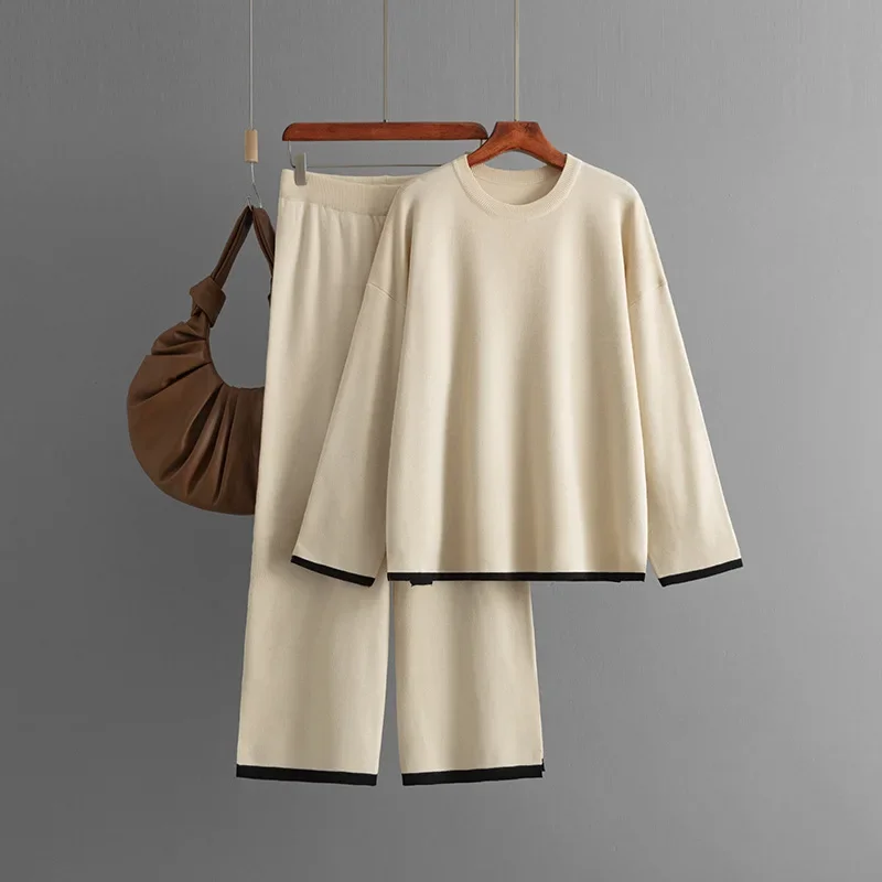 Женский Комплект Брюк Trikotajnyj Спортивная Одежда Из Двух Предметов Топ С Длинными