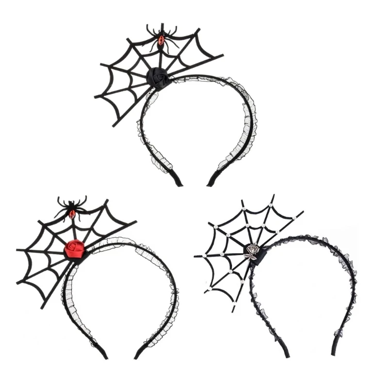 

Gothics Spiderweb Hairband Lace Hairhoop Halloween Party Костюм Реквизит Оголовье 264E