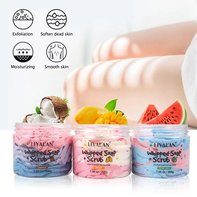 Handmade Whipped Bath Soap Clean Moisturizing Body Wash Soften Shave Cream Fruity Scent Foaming Shea Butter Rainbow Scrub 200g | Красота и