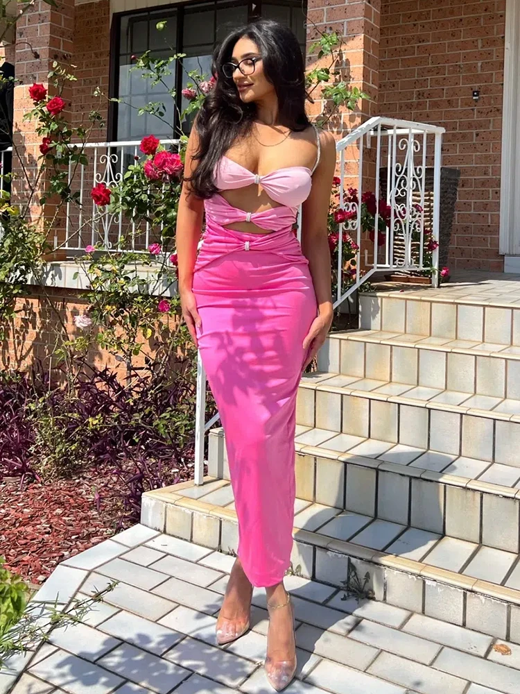 Женское платье для выпускного вечера голубое элегантное с вырезами модель 2024