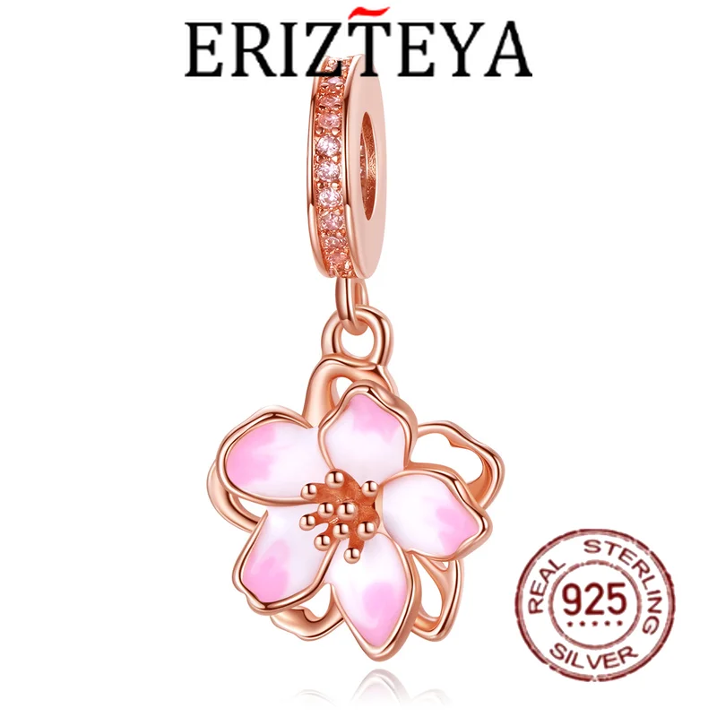 

Erizteya розовый цветок КАПЛЕВИДНАЯ глазурованная подвеска Женский браслет из стерлингового серебра подвески Модные Изящные ювелирные издели...