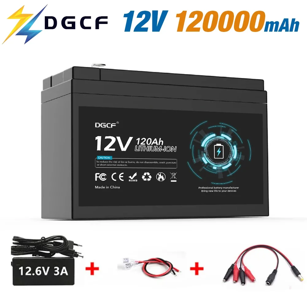 

12V 100Ah 120Ah lithium Battery Pack Lithium Iron Phosphate Batteries Built-in BMS For Solar Boat With 12.6V Charger