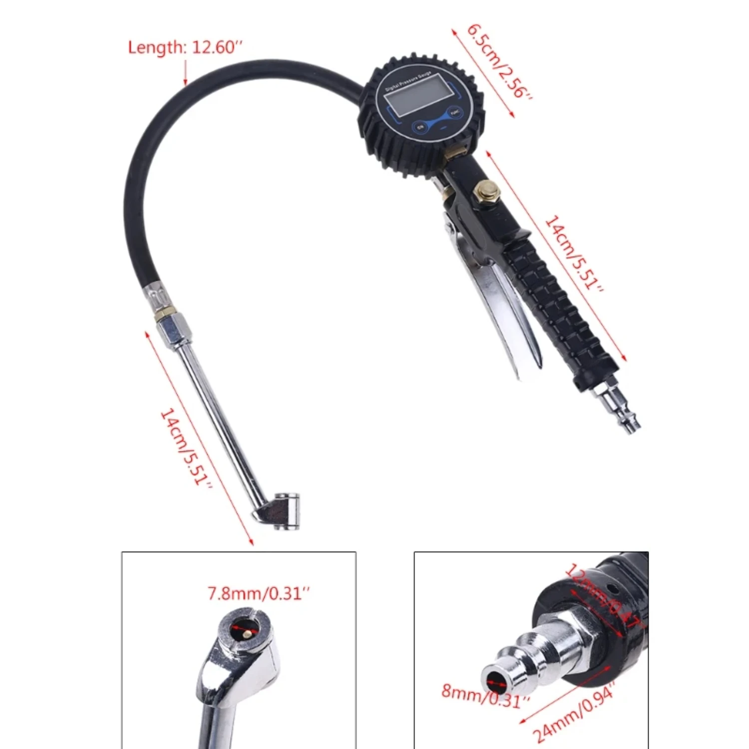 200PSI манометр для накачивания воздуха в шинах ЖК-дисплей светодиодная цифровая