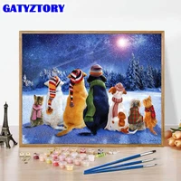 gatyztory painting by numbers for children dog animals kit animals calligraphy painting wall art picture acrylic paint for home