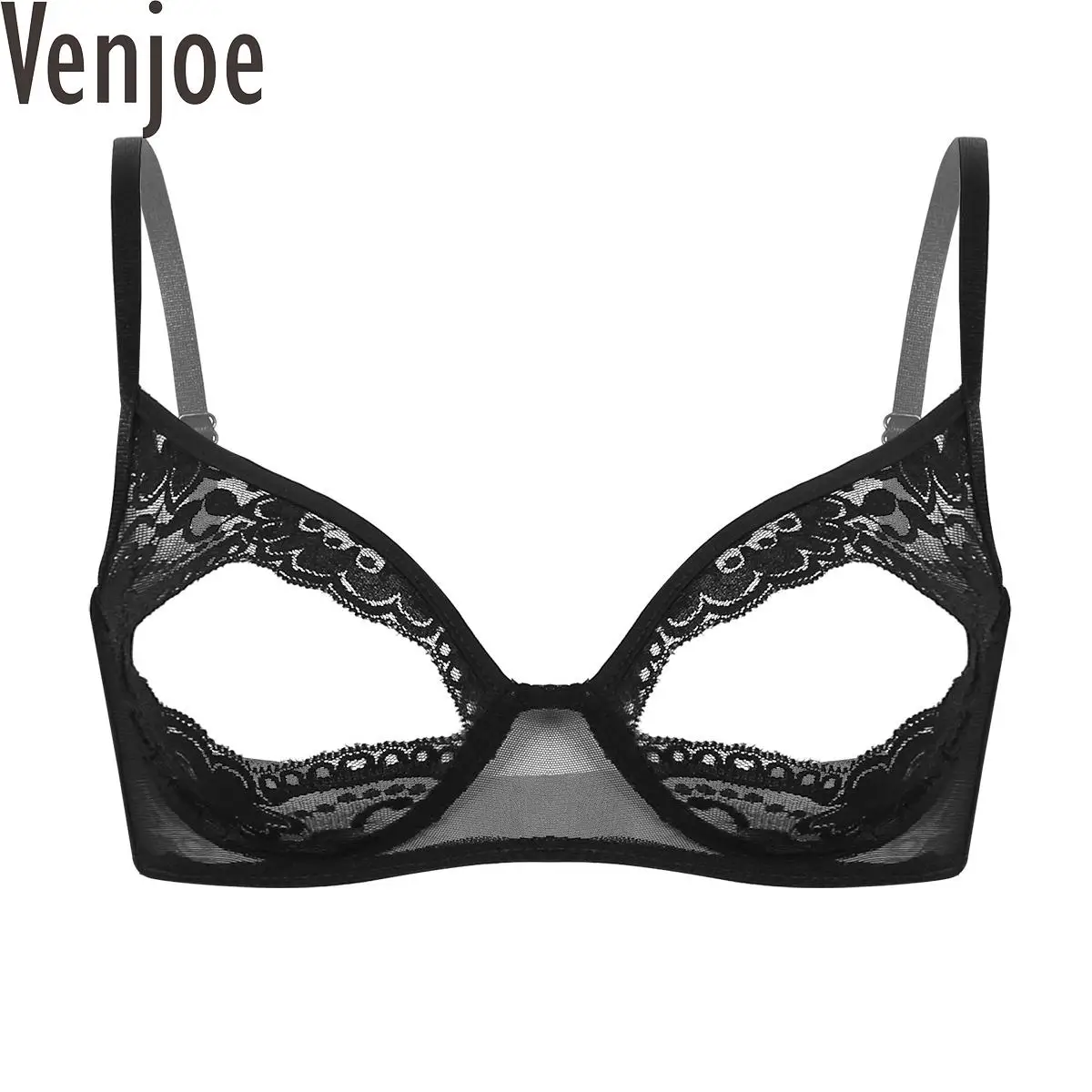 

#S-5XL Women Lingerie Hollow Out Bra Top Floral Lace Sexy Open Cup Nipple Bralette Wire-free Unlined Bra Underwear Nightwear