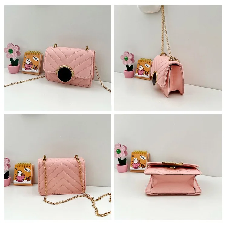Fashion Spring Summer New Children Bags Korean Girls Boys Princess Mini Shoulder Messenger Bag with Chain