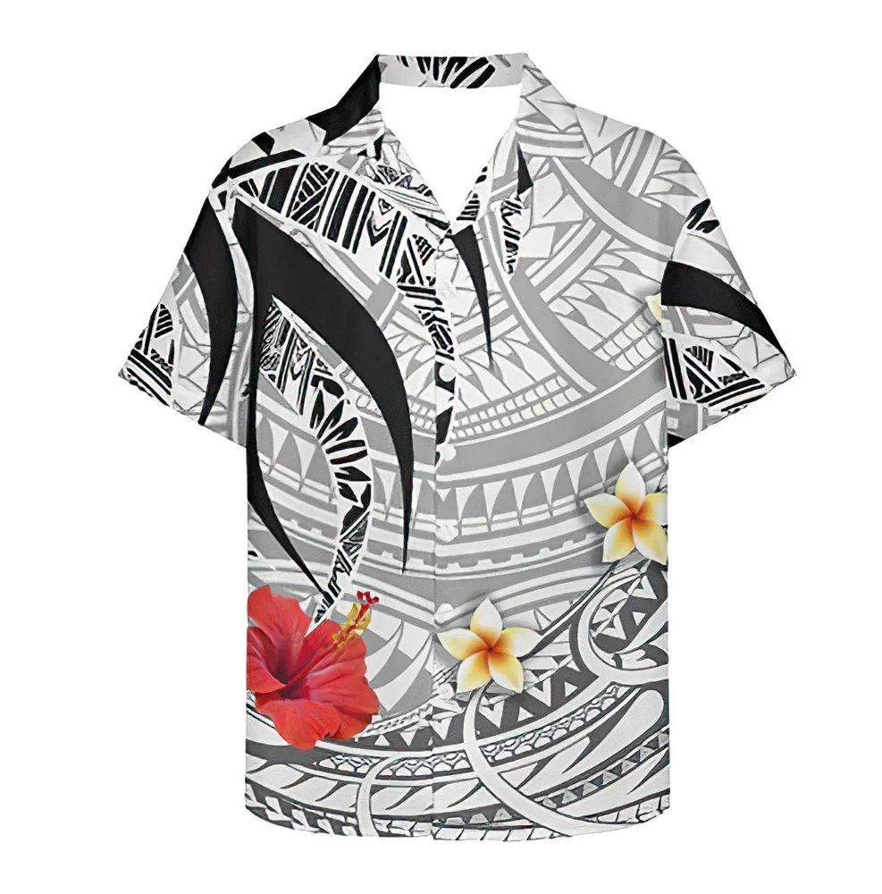2023 Men's shirt summer fashion Harajuku Plus size Polynesian loose casual short sleeve button beach shirt for men