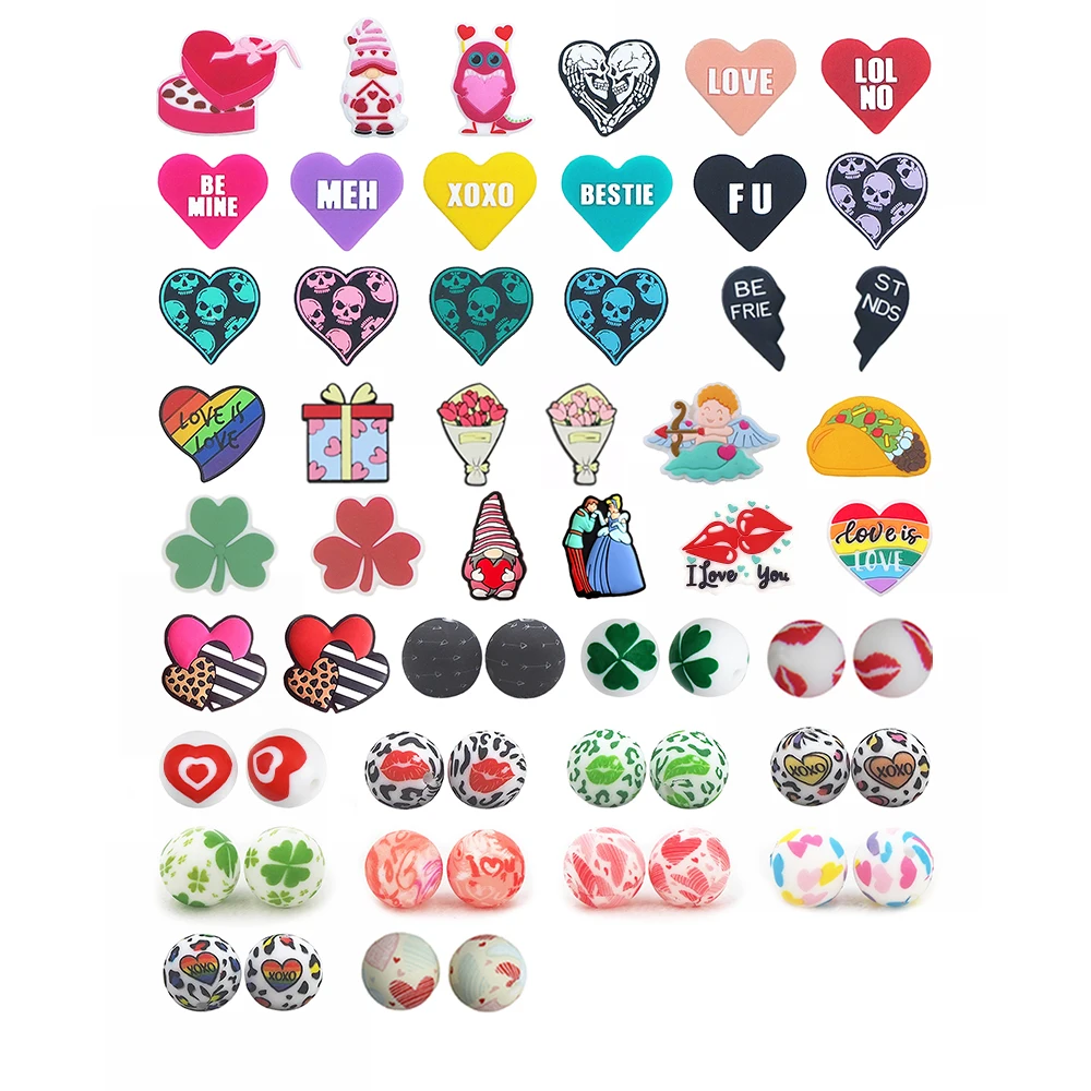 10 шт. силиконовые бусины Chenkai в форме сердца