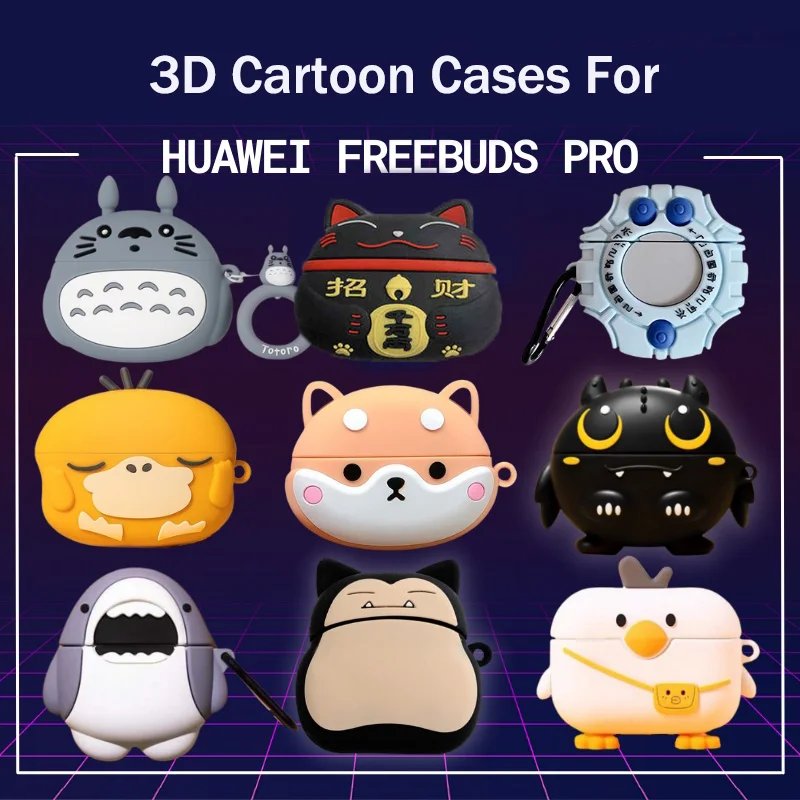 

For Huawei Freebuds Pro Pro2 5i 4i 4 4E 3D Cartoon Earphone Case for FreeBuds 4 4i 4E 5i Pro 2 Headphones Soft Silicone Cover