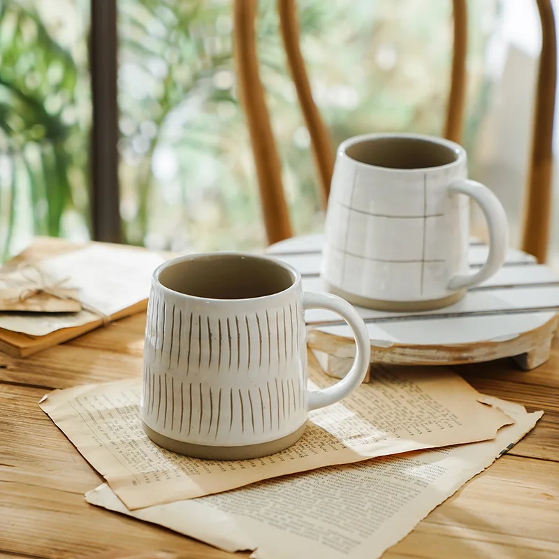

Hand-made Creamic Coffee Mug Nordic Style Porcelain Cup Large Capacity Milk Tea Office Drinkware Microwave Oven Christmas Gift