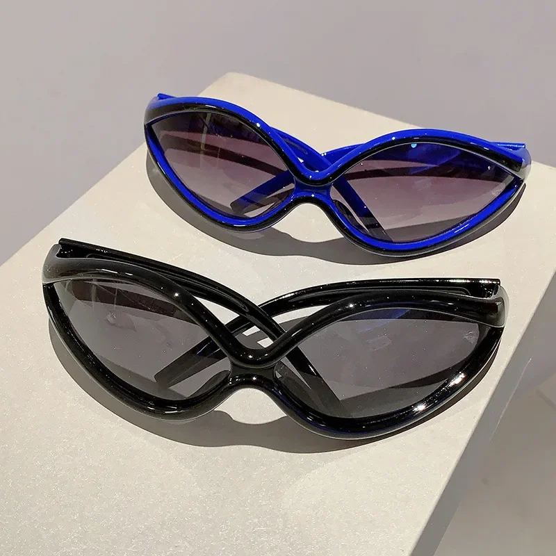 Винтажные Роскошные брендовые дизайнерские большие солнцезащитные очки Y2K