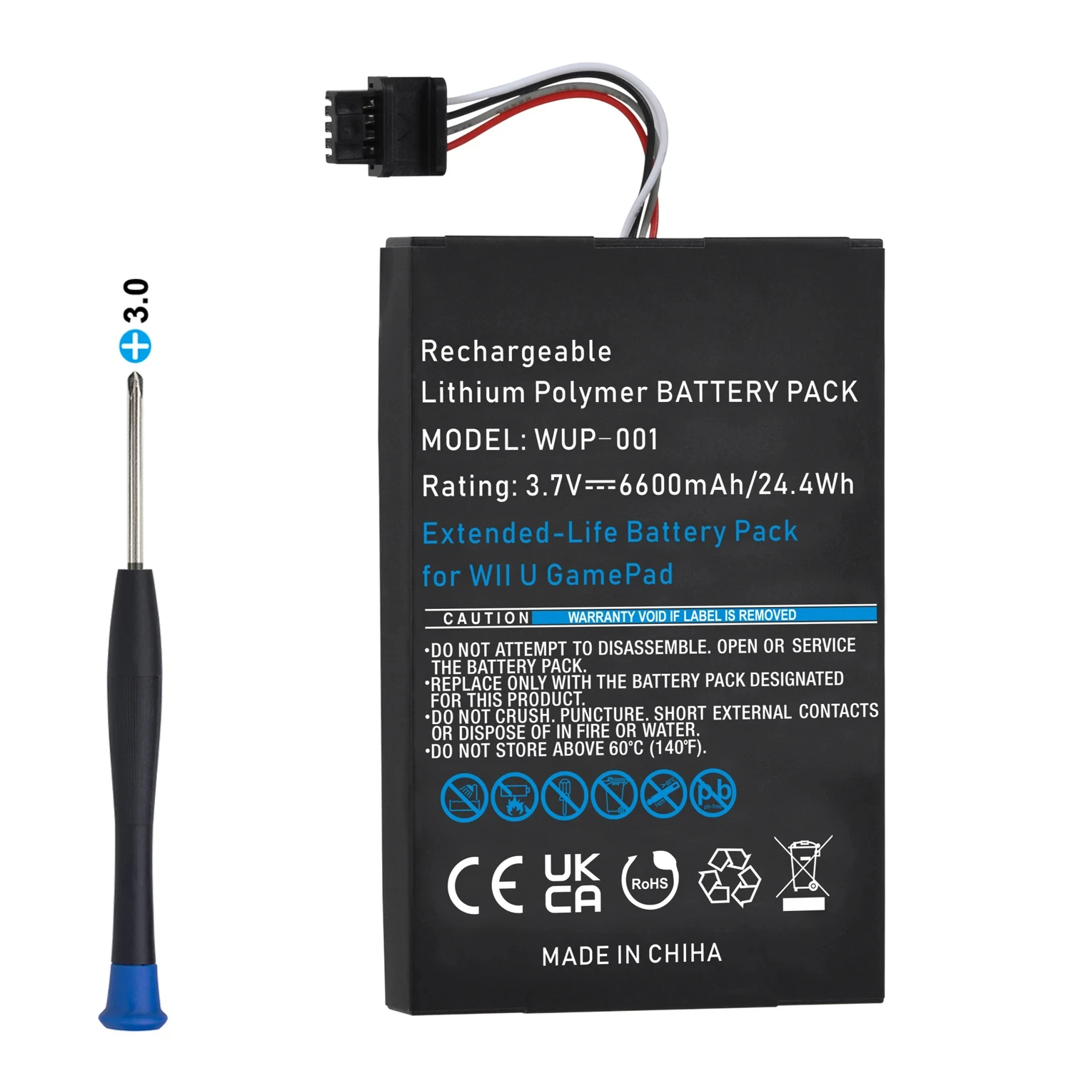 6600 мАч Wii U геймпад Bateria Сменный аккумулятор для контроллера Nintendo WUP-010 WUP-012