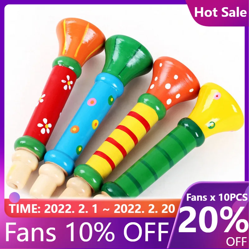 

Новый детский деревянный маленький звуковой сигнал, свисток, музыкальный инструмент, игрушки для детей, красочная интеллектуальная развив...