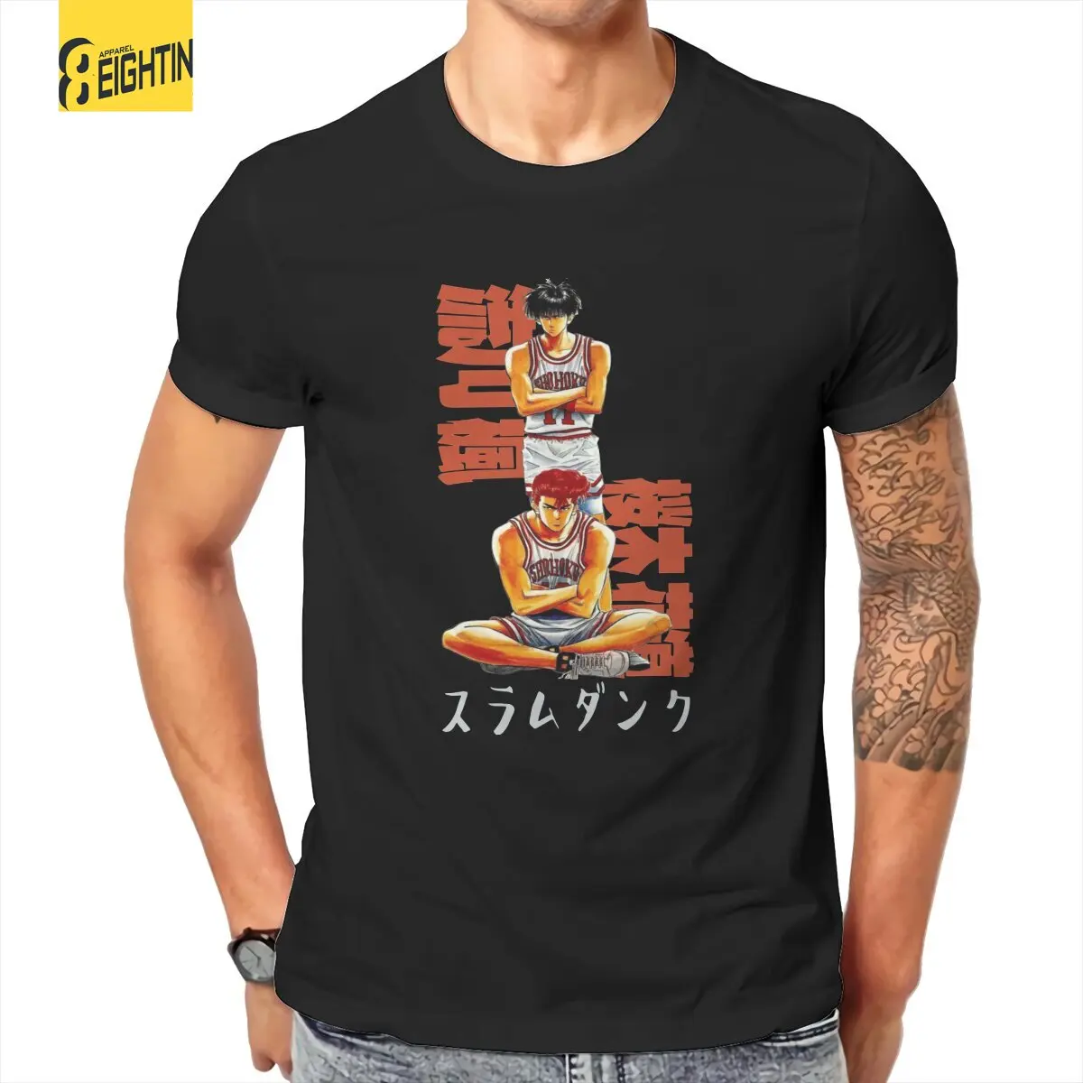 

Хлопковая футболка с надписью Slam Dunk Hanamichi, мужские повседневные футболки, оригинальные футболки с круглым вырезом и коротким рукавом для баскетбола