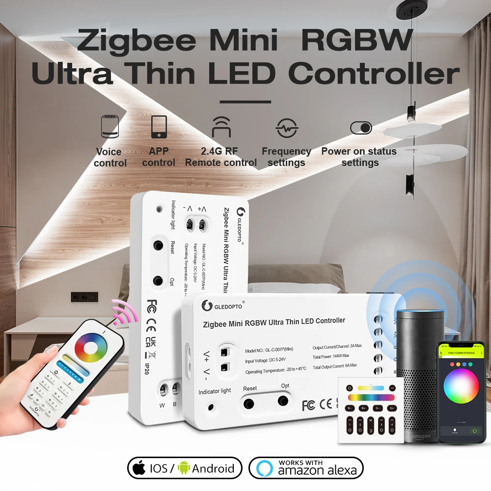 RGBW Mini Controller Smart Life Zigbee Led Strip Controller with Remote Control Alexa Smartthings