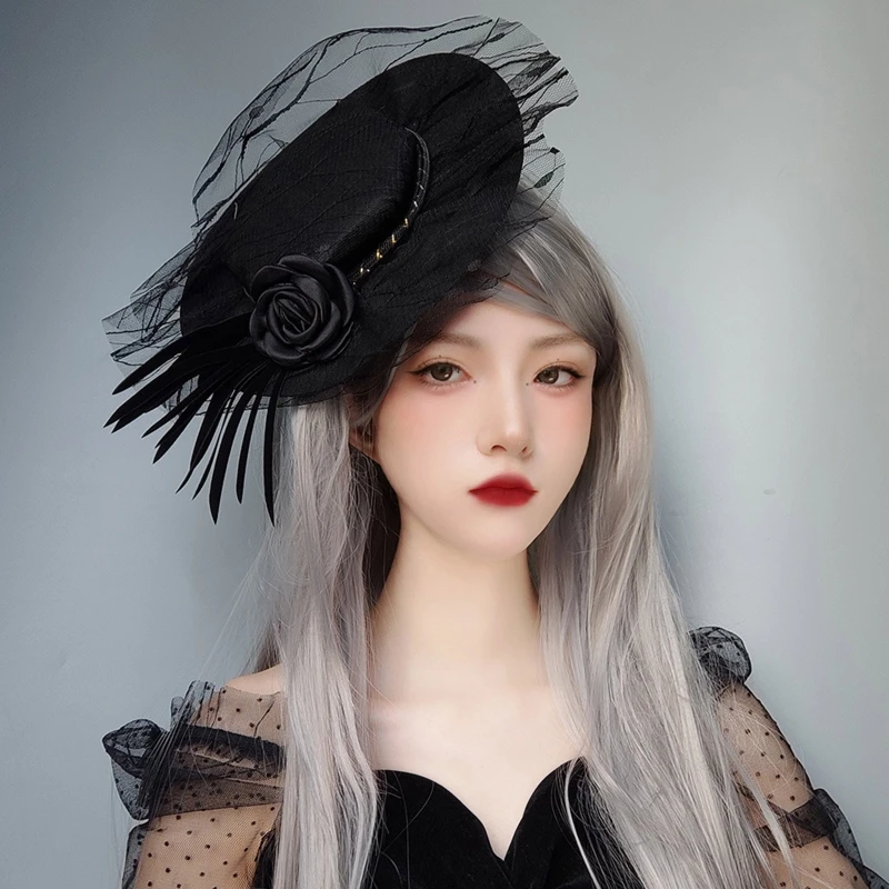 

Женская Вуалетка для вечевечерние, шляпа из сетчатой ткани с зажимом для волос, головной убор для косплея на Хэллоуин, маскарадная шляпа для...