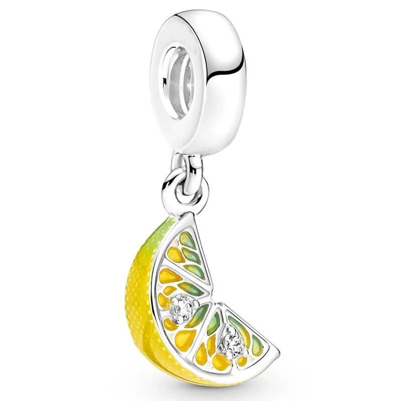 

Authentic 925 Sterling Silver Moments Lemon Slice Sparkling Fruit Dangle Charm Bead Fit Pandora Bracelet & Necklace Jewelry