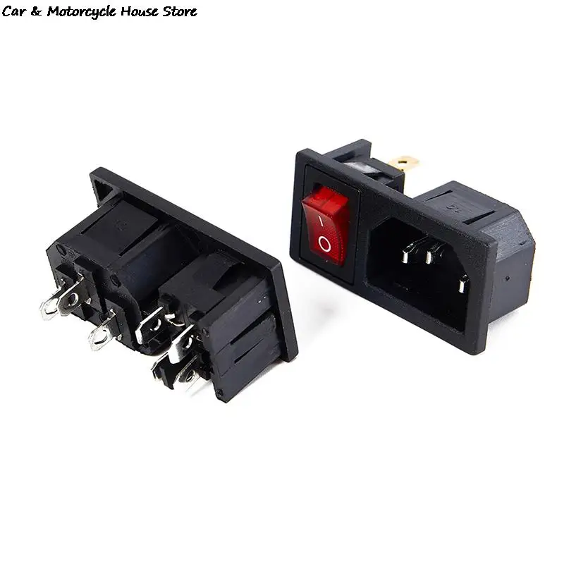 

AC 10A 250V 3Pins 4Pins Rocker Switch Power Socket Fused IEC 320 C14 Inlet Fuse Switch Connectors Plug Connectors