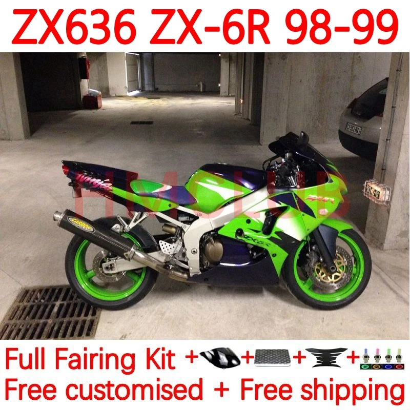 

Корпус для KAWASAKI NINJA ZX-6R ZX600 ZX600CC 98-99 ZX 636 6R 600 ZX636 ZX6R 1998 1999 ZX-636 98 99 Обтекатели 52No.26, зеленый сток