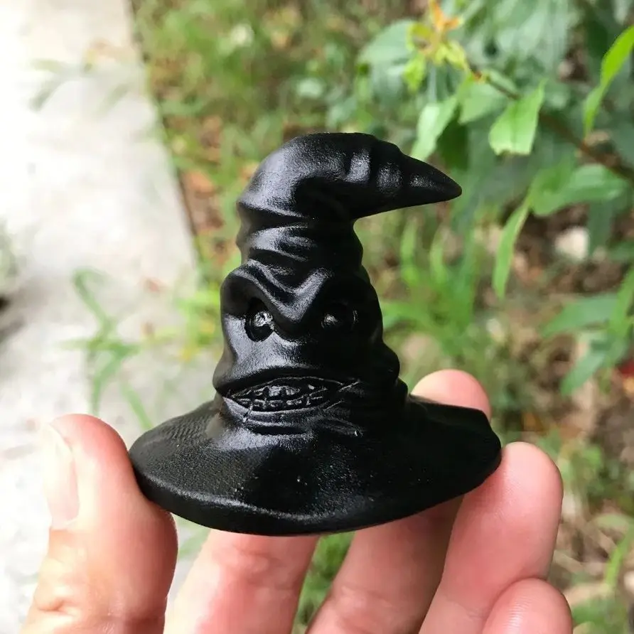 

5 см натуральный кристалл ручная резная Обсидиановая шляпа ведьмы кварцевая Хрустальная Волшебная Шляпа подарок на Хэллоуин лечебный крис...