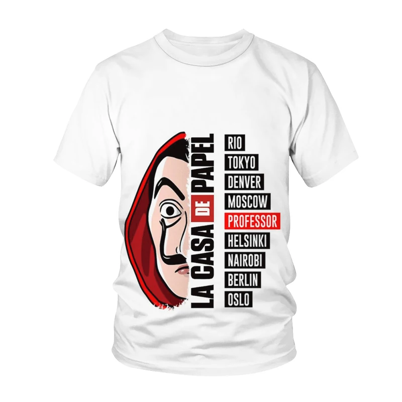 

Summer Men T shirt La Casa De Papel 3D Printed T-shirt Children's T-shirt Series House of Paper T-Shirt Sports Quick Dry T-Shirt