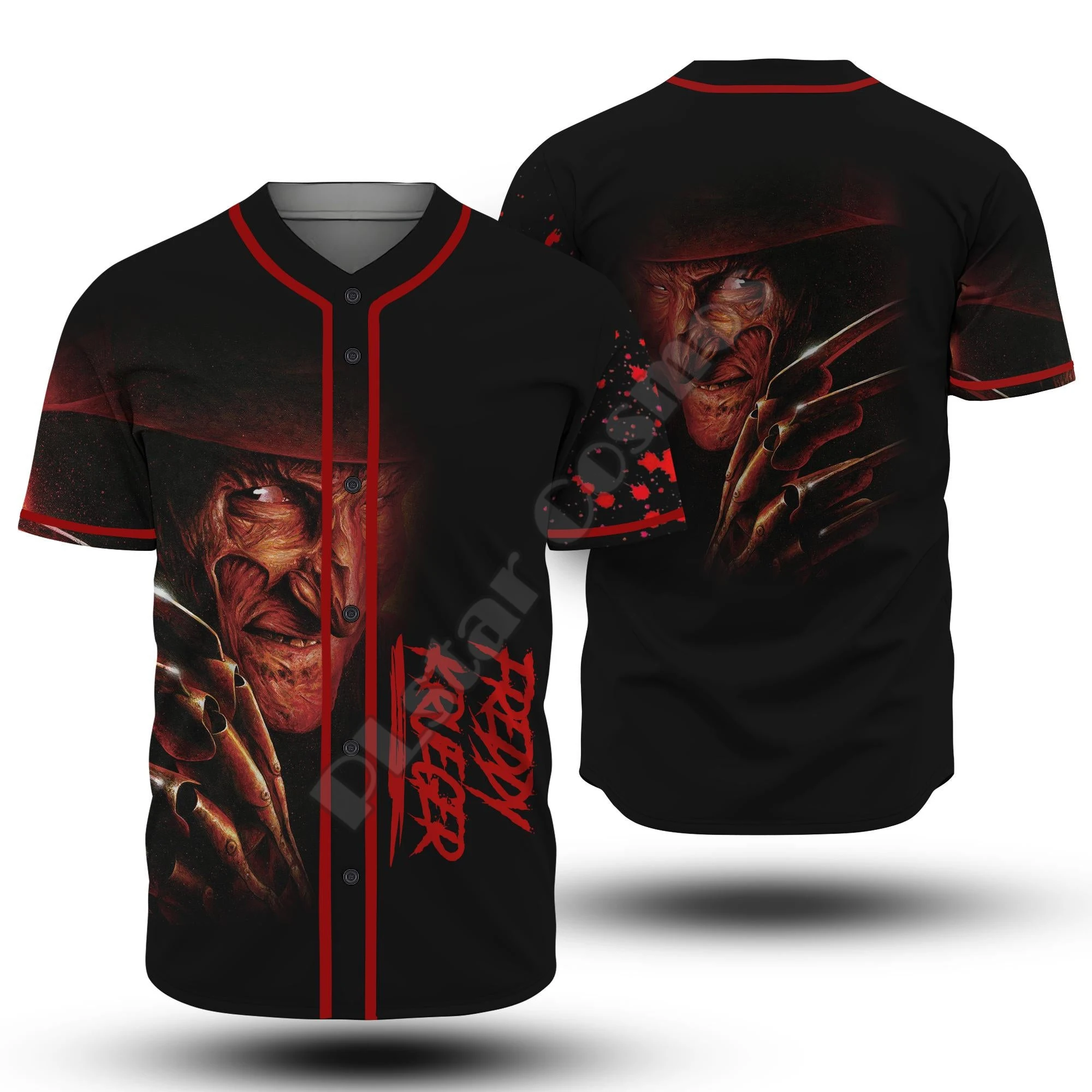 Halloween Cosplay Michael Myers Horror Terror Movie Character 3DPrint Funny Casual Summer Baseball Shirts Jersey Short Sleeves B