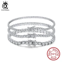 orsa jewels 4mm round cut tennis bracelet in 925 sterling silver white gold woman men bracelets bangle jewelry hand chain sb94