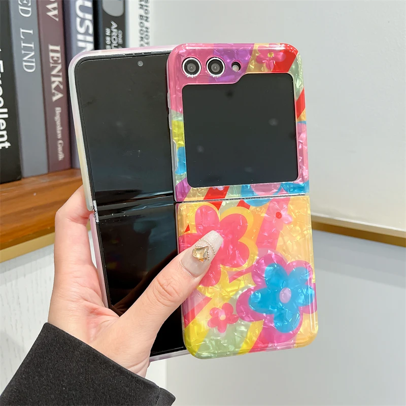 Фото Модный чехол Oill с рисунком цветов для телефона Samsung Galaxy Z Flip 6 5 4 3 Z Flip5 Flip6 Flip4 5G, милые силиконовые чехлы №4