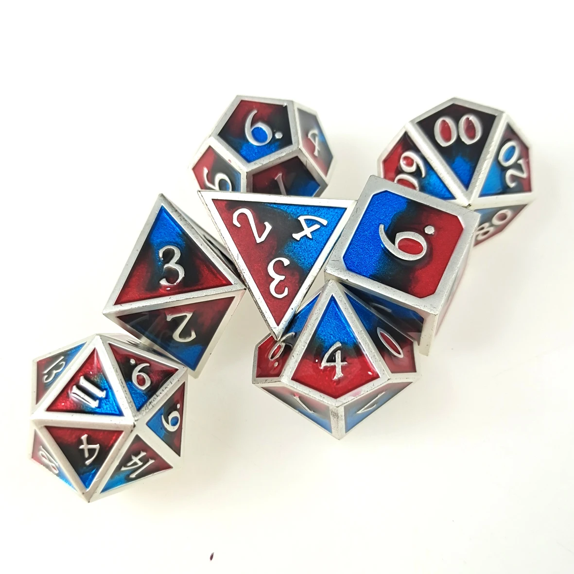 7 PC Polyhedral Metal Dice Set Three Color Blue &amp Black&ampRed (d4 d6 d8 d10 d% d12 d20) for DND D&ampD Roleplaying Games |