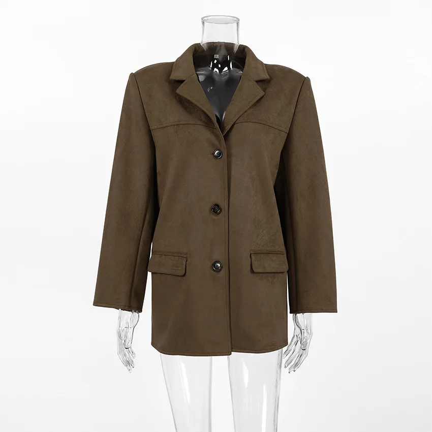 Зимняя модная однобортная куртка с лацканами и карманами укороченное пальто